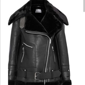 New Walter baker faux fur-trimmed leather jacket